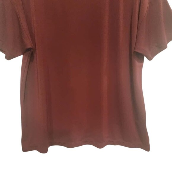 Land's End Stretchy Top Women Size 14-16 Burgundy Half Sleeve Pullover - Picture 4 of 9